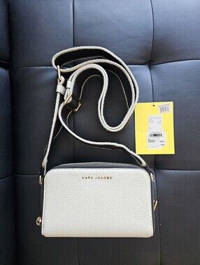 Authentic Marc Jacobs White Pebbled Leather Crossbody Bag